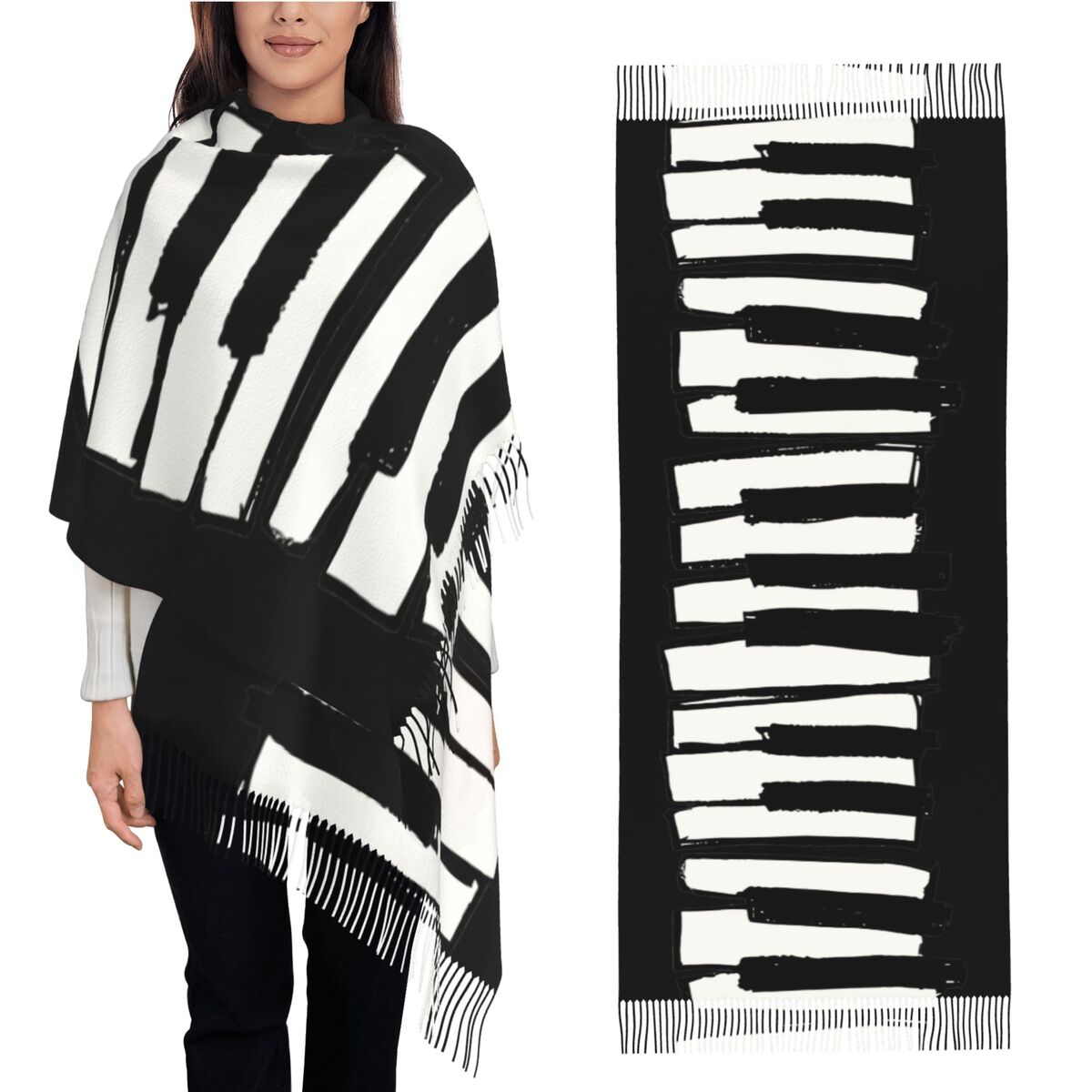 Pashmina Wrap Large - Cachecol minimalista com teclas de piano