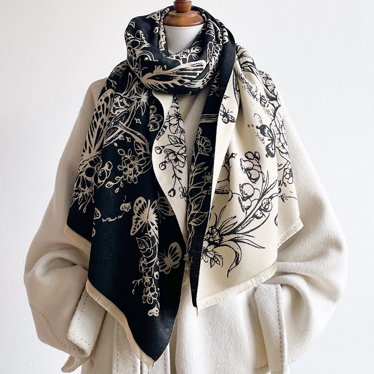 Pashmina Wrap Large - Cachecol de imitação de caxemira para