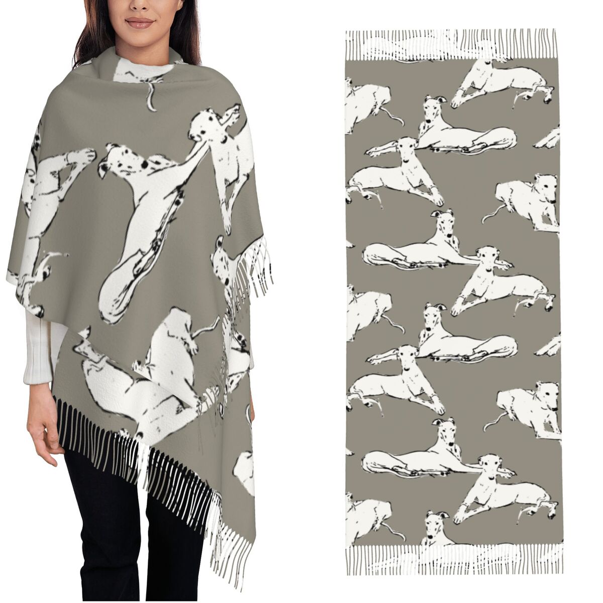 Pashmina Wrap Large - Lenço relaxante galgo whippet para mulheres