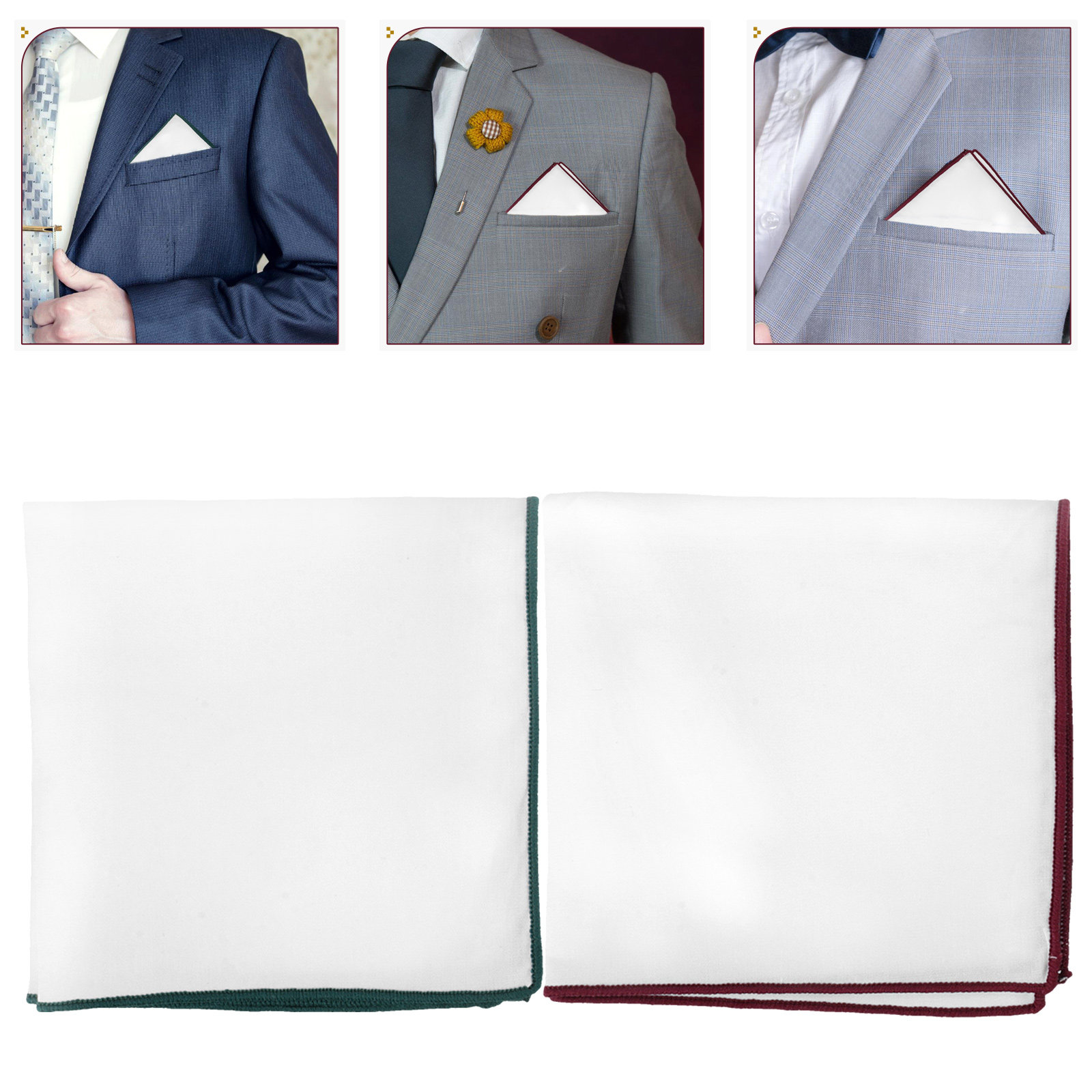 Handkerchief Cotton Men - 2 unidades de lenços de bolso