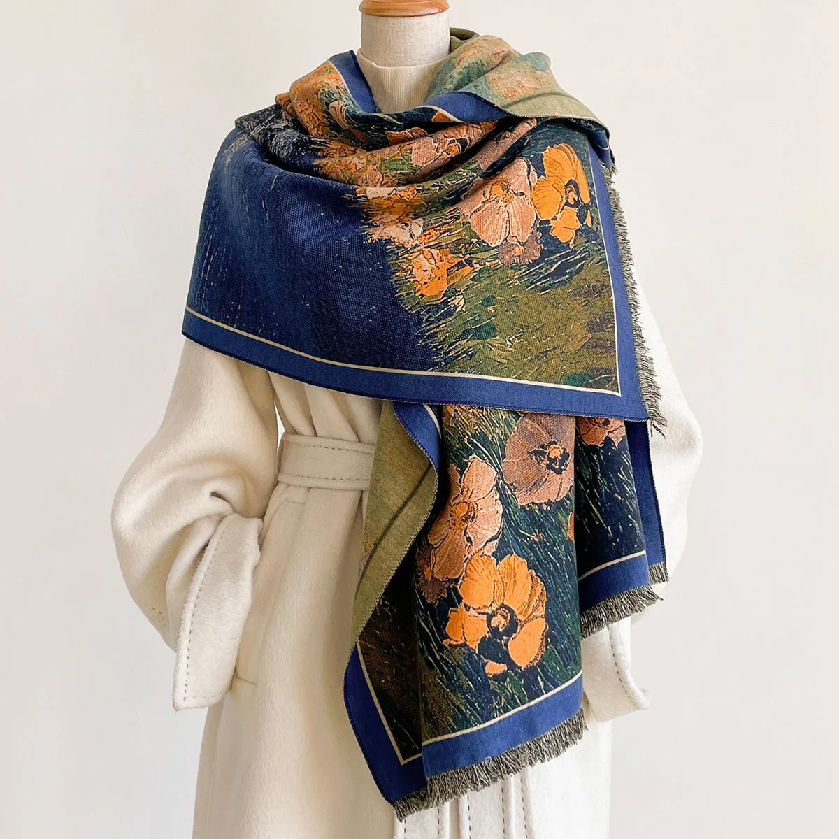 Pashmina Wrap Large - Cachecol de imitação de caxemira para