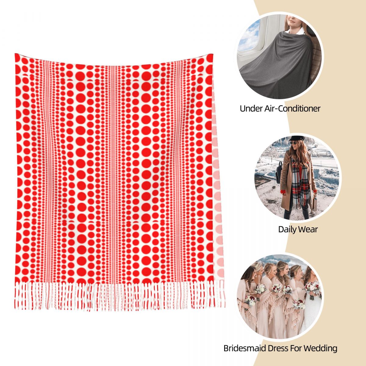 Cachecol Vermelho com Bolinhas - Infinity Scarf Knit avaliação e preço